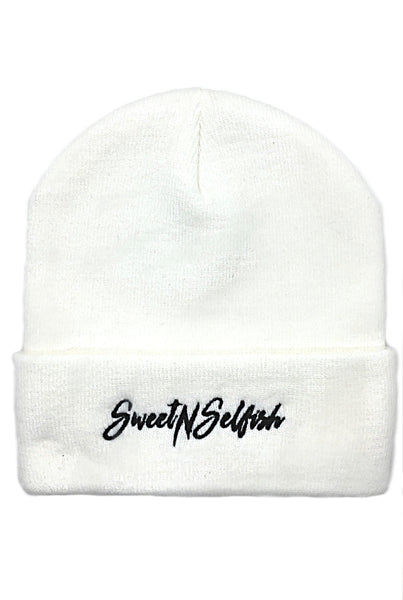 SweetNSelfish Beanie- White