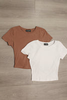 Solid Short Sleeve Crop Top