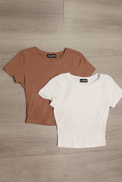Solid Short Sleeve Crop Top