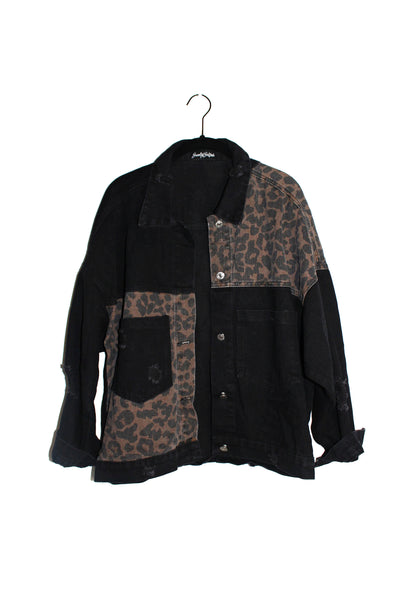 Leopard Print Denim Jacket