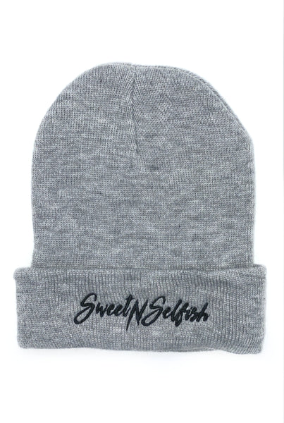SweetNSelfish Beanie- Light Grey