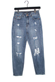Distressed High Rise Mom Jeans